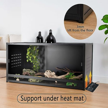 PVC Reptile Enclosure Space Efficient 44''x20''x20'' Stackable ToxiRium Large Reptile Terrarium 76 Gallons for Bearded Dragon Lizard Snake, Breeding Vivarium with Glass Doors Lock- with spacers - size: Two 44x20x20''-76 Gallon with Kit