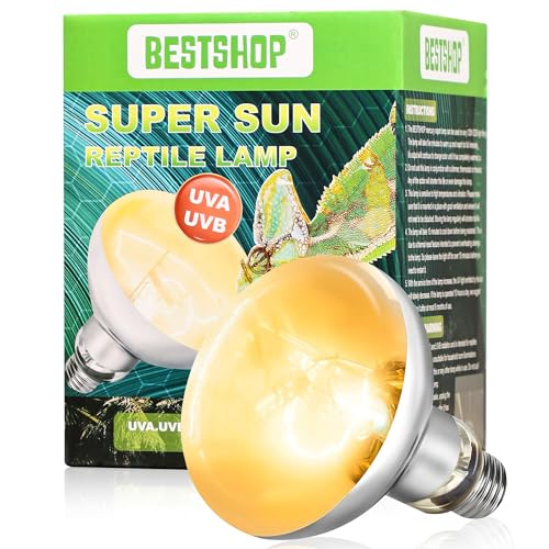 Heat Lamp Bulbs, 80 Watts UVA UVB Reptile Heat Bulb, 1 Pack | Full Spectrum, Basking Spot Light, Simulate Natural Sun Light, For Reptile and Amphibian, Silver