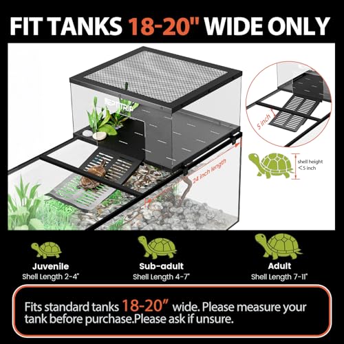 Turtle Basking Platform & Dock - Stainless Steel Turtle Ramp, Non-Slip Surface - Fits 18-20 Inchs Wide Aquariums
