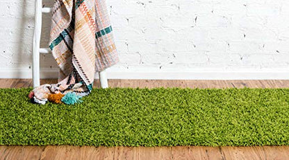 Unique Loom Solid Shag Collection Area Rug (2' x 6' 5" Runner, Grass Green) - color: Grass Green, size: 2' x 6'5" (Runner)