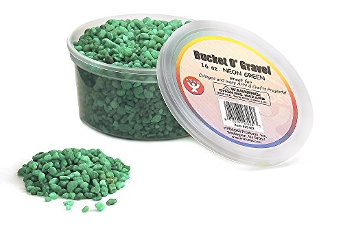 Hygloss Products Craft Rocks, Mini Stones for Art Projects - Bucket O' Gravel, Neon Green, 1 lb - color: Neon Green, size: 1 lb, style: Gravel