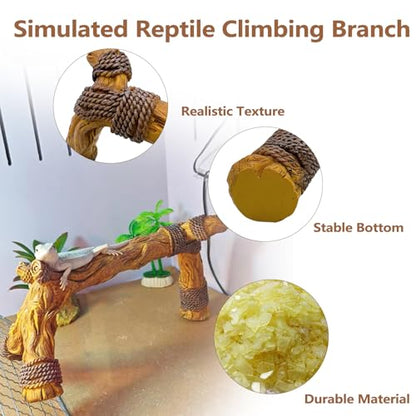 Tfwadmx Snake Climbing Branch,Resin Reptile Wood Trunk Branches Decor,Reptile Terrarium Climbing Accessories Decoration for Geckos, Lizards,Tarantulas,Hermit Crab,Frogs - size: 9.5x3.5x4.3IN | Rack Branch