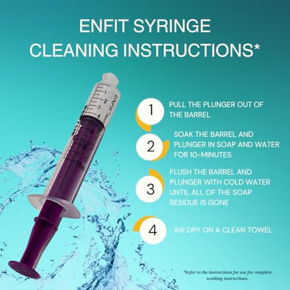 Envue ENFit 10mL Reusable O-Ring bFed Syringe for Tube Feeding, 25-Pack, Purple Plunger