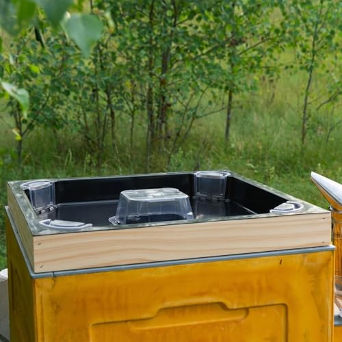 Geetery 2 Set 10 Frame Bee Top Feeders for Beehives Unassembled Leakproof Refillable Beekeeping Top Feeder with Corner and Central Chimney Feeding System for Outside Beekeeping Supplies