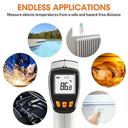 Infrared Thermometer Gun -581112, Laser Thermometer Temperature Gun with LCD Display, Ideal for Cooking, BBQ, Oven, Adjustable Emissivity - color: 1022℉-Gray