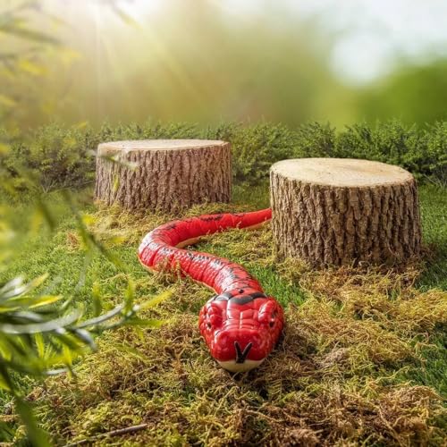 Terra by Battat – Rainbow Boa Infrared Remote Control Snake with Light – Up Eyes, Electronic Animal Toy and Playset for Kids, Realistic Reptile, Fun and Interactive, 6+ Years - style: Rc Snake (Red)