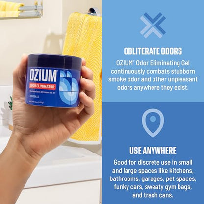 Ozium 8 Oz. Odor Eliminating Gel, Air Freshener Alternative | For Homes, Cars, Offices and More, 6 Pack - size: 1 Count (Pack of 6)