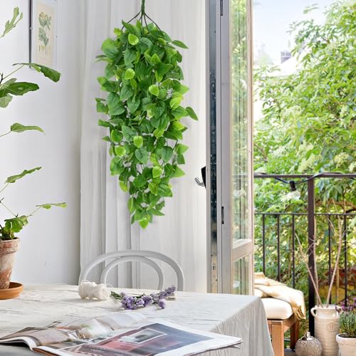 Fake Hanging Plants, 4Pcs Faux Ivy Pothos Vines Greenery | Artificial Hanging Plant for Wall Home Bedroom Living Room Aesthetic Kitchen Office Aesthetic Kitchen Indoor Outdoor Decor - color: Epipremnum Aureum, size: 4Pcs Plants
