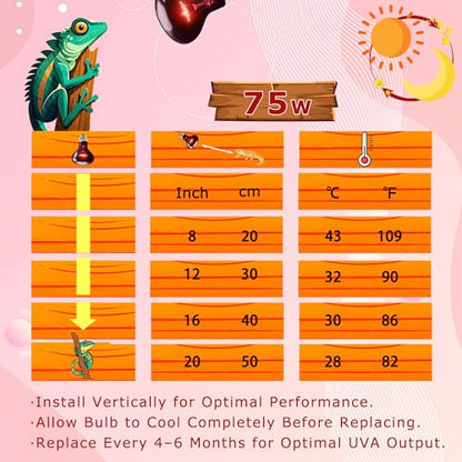 75W Infrared Red Reptiles Basking Spot Light Bulb,All-Day Heating | Promotes Growth & Vitality, Heat Lamp for Amphibians, Bearded Dragons, Turtles, Snakes & Chicks, Terrarium & Brooder Heater - color: Red Infrared, size: 75W-3.15″