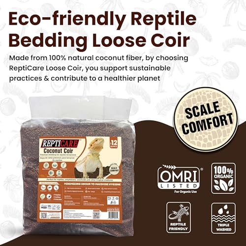 Gro-Med ReptiCare Coconut Fiber Substrate for Reptiles 12 Q, Organic Ready to Use - Odor Absorbent Coco Coir Terrarium Bedding for Ball Pythons, Boas, Snakes, Tortoises, Geckos, Frogs and Tarantulas