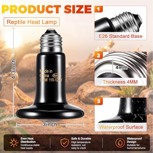 4 Pack 150W Ceramic Heat Emitter, No Light E26 Reptile Heater | For Bearded Dragon Lizard Turtle Tank, Brooder Heating, E26 Fits Terrarium, Ceramic Retains Warmth, Safe Infrared Output - style: 150W