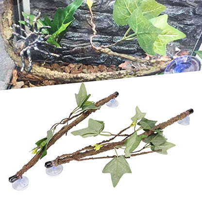 Reptile Corner Branch,Climbing Terrarium Plant Decoration Terrarium Plant Ornament with Suction Cup for Snake Lizard Bearded Dragons Gecko Climbing