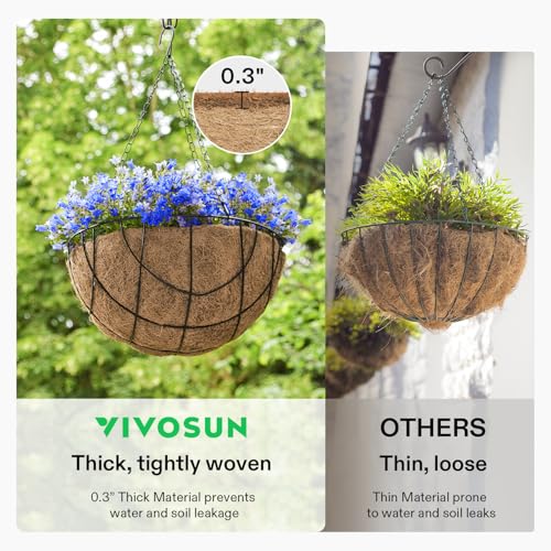 VIVOSUN Coco Coir Liner 12 x 80 in, 100% Natural Coconut Fiber Mat | Thickened Coco Liner Roll for Planters, Hanging Baskets, Garden Decoration, DIY Crafts, Pet Pads & Reptile Carpet - size: 12"W x 80"L