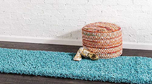 Unique Loom Solid Shag Collection Area Rug (2' 6" x 13' 1" Runner, Deep Aqua Blue) - color: Deep Aqua Blue, size: 2'6" x 13'1" (Runner)
