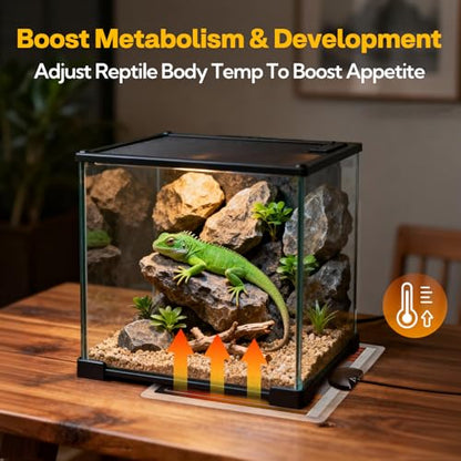 Reptile Heating Pad 6x5.5 Inch Under Tank Heater, 5W Low Energy Graphene Heating Mat for Terrarium, Safe & Even Warming for Snake Lizard Gecko Turtle Frog Hermit Crab Plastic/Glass Cages - size: upgrade 5W ( 6 x 5.5 Inch)