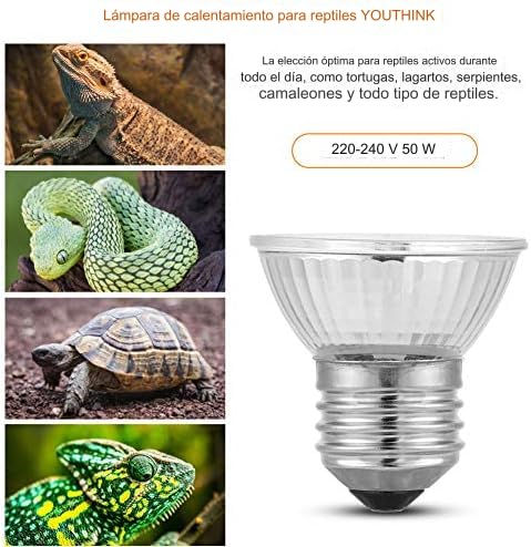 YOUTHINK Lamp, 50W UVA+UVB Full Spectrum Lamp Bulb for Turtle Aquarium Aquatic Reptile Lizard Habitat Heat Light