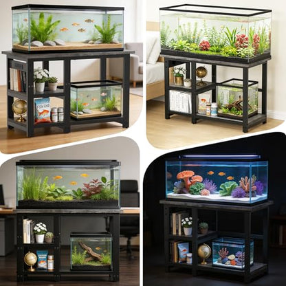 AQQA Aquarium Stand 31×18 Inch, 620LBS Heavy Duty Metal Frame | 3-Tier Storage Shelves Fish Tank Stand, 5-in-1 Outlets, Ideal for Aquariums, Reptiles, Terrariums for 35-40 Gallon Tanks - size: M for 35-40 Gallon (With power outlet)