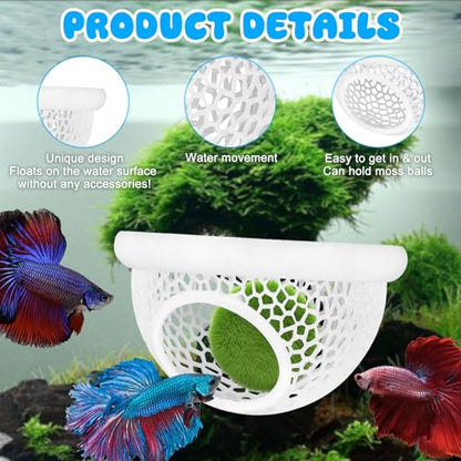 Floating Betta Hide & Shrimp Cave – All-in-One Aquarium Hammock, Feeder, and Safe Resting Spot for Stress-Free Fish Tanks - color: Ivory