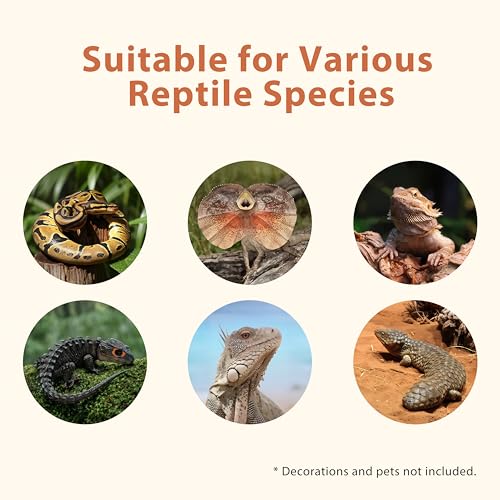65 Gallon PVC Reptile Enclosure, RepWild 48"x18"x18" Terrarium/Tank with Heavy-Duty Screen Top, Glass Sliding Doors & Lock for Bearded Dragons, Ball Python, Geckos, Lizards - size: 48"W x 18"D x 18"H