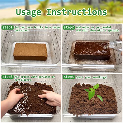 Riare 12pcs Organic Coco Coir Bricks, Natural Coconut Coir for Plants | High Expansion & Moisture Retention Coconut Husk Fiber for Seed Starting, Potting Mix, Composting, Soil Amendment & Reptiles - color: Pack of 12
