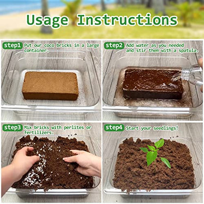 Riare 12pcs Organic Coco Coir Bricks, Natural Coconut Coir for Plants | High Expansion & Moisture Retention Coconut Husk Fiber for Seed Starting, Potting Mix, Composting, Soil Amendment & Reptiles - color: Pack of 12