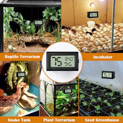Palksky Bearded Dragon Tank Accessories, 2PCS Reptile Terrarium Thermometer and Humidity Gauge for Jumping Spider, Leopard Gecko, Crested Gecko,Hermit Crab, Gecko, Ball Python, Lizard