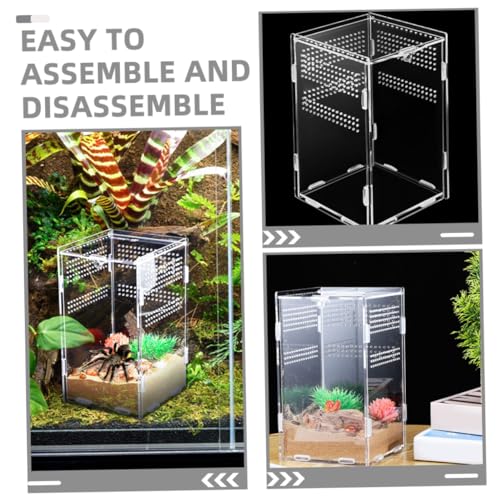 Kisangel Acrylic Reptile Egg Box Turtle Enclosure Tarantula Habitat Reptile Feeder Box Lizard Food Container Insect Feeding Lock
