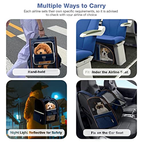 Large Cat Backpack Carrier Expandable Pet Carrier Backpack for Small Dogs Medium Cats Fit Up to 18 Lbs, Dog Backpack Carrier, Foldable Puppy Backpack Carrier for Travel, Hiking,Blue - color: Blue