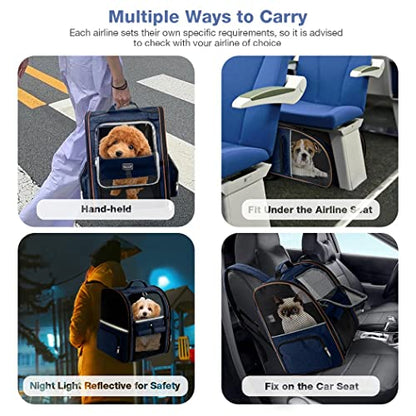 Large Cat Backpack Carrier Expandable Pet Carrier Backpack for Small Dogs Medium Cats Fit Up to 18 Lbs, Dog Backpack Carrier, Foldable Puppy Backpack Carrier for Travel, Hiking,Blue - color: Blue