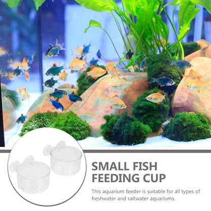 STOBAZA 2pcs Fish Tank Feeding Plates with Red Worm Plant Cups, Plastic Aquarium Feeder Dish for Fish and Shrimp, Wall-Mounted Floating Food Holder for Aquarium Feeding Supplies