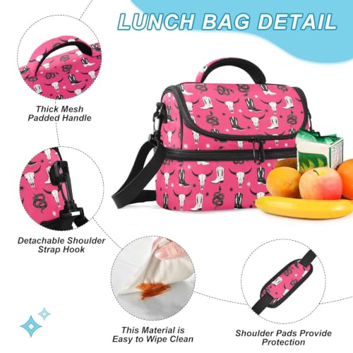 Cowboy Boots Snake Insulated Lunch Tote Bag Container for Women | 8L Double Deck,Large Lunch Box with Shoulder Strap,Thermal Meal Prep Cooler,Suitable for School Work Picnic Office Travel