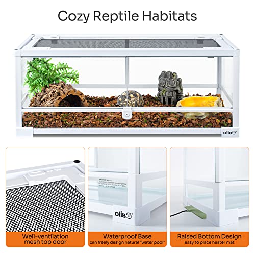 Full Glass Long Tank Reptile Terrarium 20 Gallon, Front Opening Terrarium 30" x 12"x 12" for Reptile Pets Gecko Lizard Snake, Double Front Opening Doors & Ventilation Top Screen (Knock-Down) - size: 30" x 12"x 12"