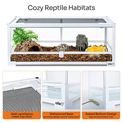 Full Glass Long Tank Reptile Terrarium 20 Gallon, Front Opening Terrarium 30" x 12"x 12" for Reptile Pets Gecko Lizard Snake, Double Front Opening Doors & Ventilation Top Screen (Knock-Down) - size: 30" x 12"x 12"