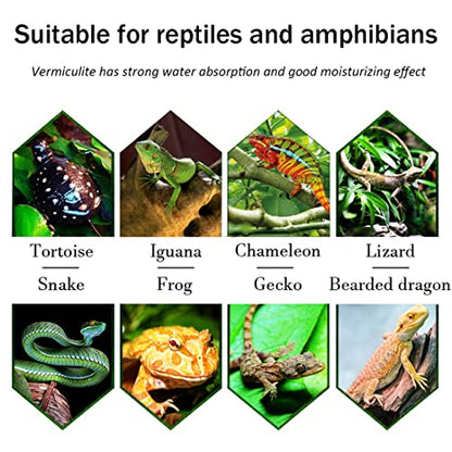 Hamiledyi Reptile Substrate Vermiculite Bedding Snake Hibernant moisturizing Soil Terrarium Bedding for Snake Tortoise Lizard Hatching Eggs(4.2Quart/4L) - size: M-4L
