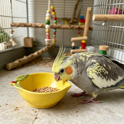 Ceramic Lemon Pet Hamster Bowl, Easy to Clean Anti Flipping Guinea Pig Food and Water Bowl Small Animal Bowls for Parrots Rabbit Hedgehog Squirrel Golden Bears Hamster cage Accessories