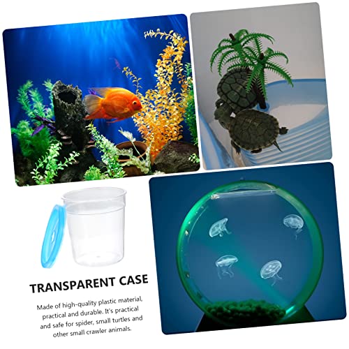BESPORTBLE Mini Reptile Feeding Box Durable Transparent Container for Tortoise Fish and Insects Eco-Friendly Easy to Use and Disassemble Random Lid Color - color: Transparent