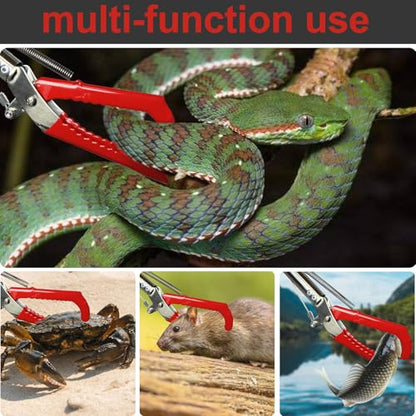 Snake Pole Grabber Catcher, 65 Inch Snake Clamping Tool for Safe Snake Handling and Rattlesnake CaptureMade of stainless steel tubing sponge handles and plastic. (red) - color: Red