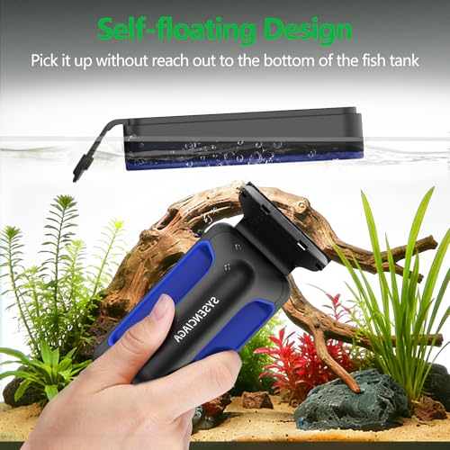 Aquarium Magnetic Glass Cleaner, Floating Scraper, Large | Includes stainless steel and plastic scraper heads for glass and acrylic tanks, plus a soft inner cleaning pad - size: L