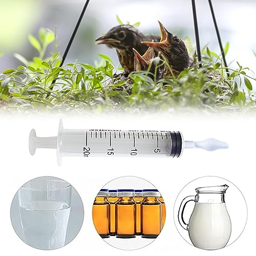 4 Pieces Baby Bird Feeding Syringe with 2 PCS 20ml Syringes, 2PCS 60ml Syringes and 4 Soft Feeding Spoons, Feeding Tool for Small Animals, Pet Feeding Tool, Pet Syringe, Bird Parrot Feeder Spoon