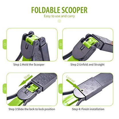 Non-Breakable Pet Pooper Scooper for Dogs and Cats with Long Handle High Strength Material and Durable Spring for Easy Grass and Gravel Pick Up - color: Green