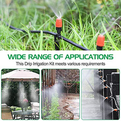 MIXC Irrigation System Greenhouse Watering Systems 1/4 INCH 50FT DIY Auto Drip Irrigation Kit Garden Accessories Automatic Irrigation Equipment for Plants/Lawn - size: 50FT
