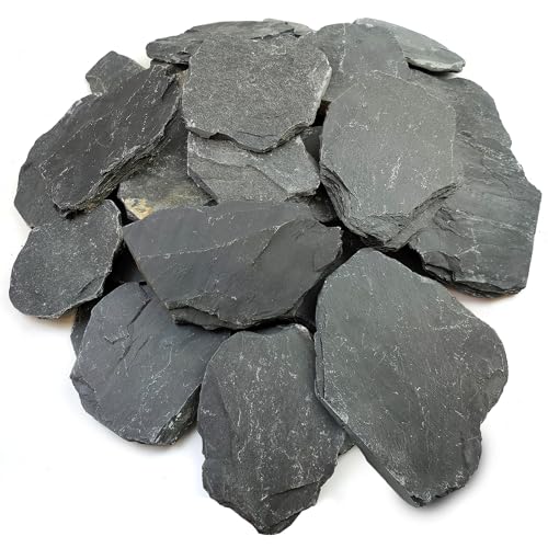 Slate Rock for Aquarium, 5-7 Inch Polished Natural Stone Rocks,40 lbs | Fish Tank Decor, Aquascaping Rocks, Safe for Aquariums, Terrariums - color: 40 lbs, size: 5-7 Inch