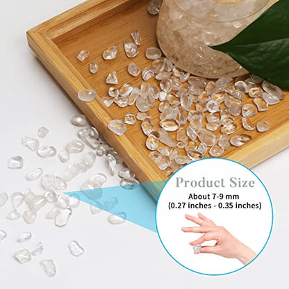 QICQDRAM Polished Gem Stones Rocks Clear Quartz Crystals Chips Natural 1LB | Small Tumbled Stones Crystal Chips Bulk for Healing Crystals Fish Tank Gravel Vase Filler (405g/14.28oz) - color: Clear Quartz
