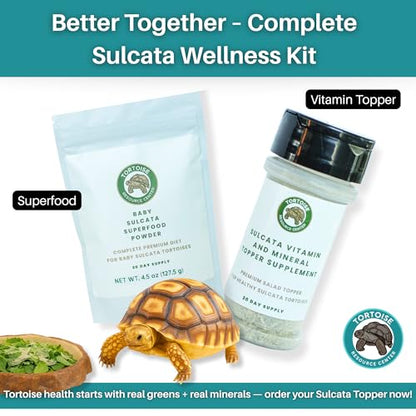 Sulcata Tortoise Calcium & Multivitamin Powder - Herpetologist Formulated Vitamin and Mineral Powder for Reptiles with High Fiber - 30 Day Supply in Shaker Bottle for Tortoise Lovers!