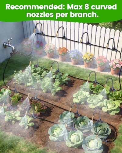 120FT Drip Irrigation System for Garden with 18 Nozzles –360° Adjustable Misting Nozzles, Quick-Connect Design, Ideal for Raised Beds, Lawns, Greenhouses & Outdoor Cooling - size: 120FT
