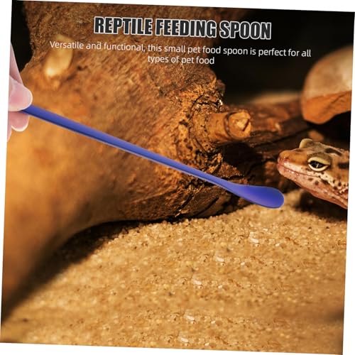 2pcs Stainless Steel Feeding Spoon for Reptiles for Lizard Food and Small Pets Lightweight Design Feeding Tool for Bearded Dragons and Other Pets - color: Blue