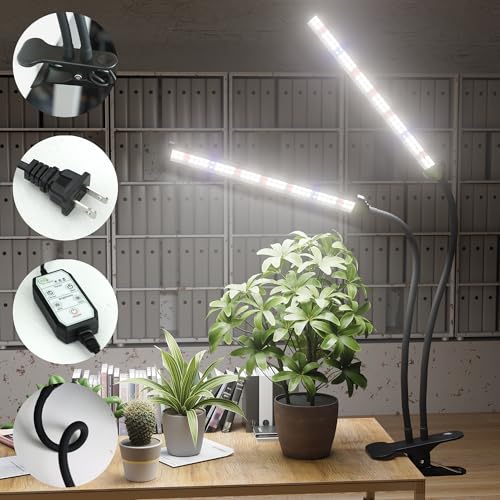 LED Grow Light,White Full Spectrum Clip Plant Growing Lamp | Desk Lamp with High Power Red Blue LEDs for Indoor Plants,Adjustable Gooseneck,Dimming & Optional Auto Timer - size: 75Watts