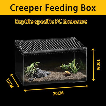 Insect breeding Box Reptile Feeding Box, Waterproof Enclosure Enclosure for arboreal Tarantula Scorpion Sling Lizards Snake Gecko Jumping Spider Snail Isopods, Reptile breeding Box (8x6x4 Inch) ﻿