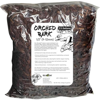 Orchiata Orchid Bark for Reptiles, Terrariums, Orchids & Ferns Substrate Potting Bark (8 lb. (2.4 gallons)) - size: 8 lb. (2.4 gallons)