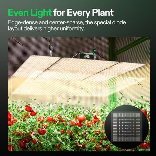 VIVOSUN LumaLight 400W LED Grow Light, Full Spectrum Plant Light | Smart Dimmable & High PPFD for Indoor Plants Seedling Vegetables Bloom, Fits 4×4/5×5 Grow Tents - size: 4x4